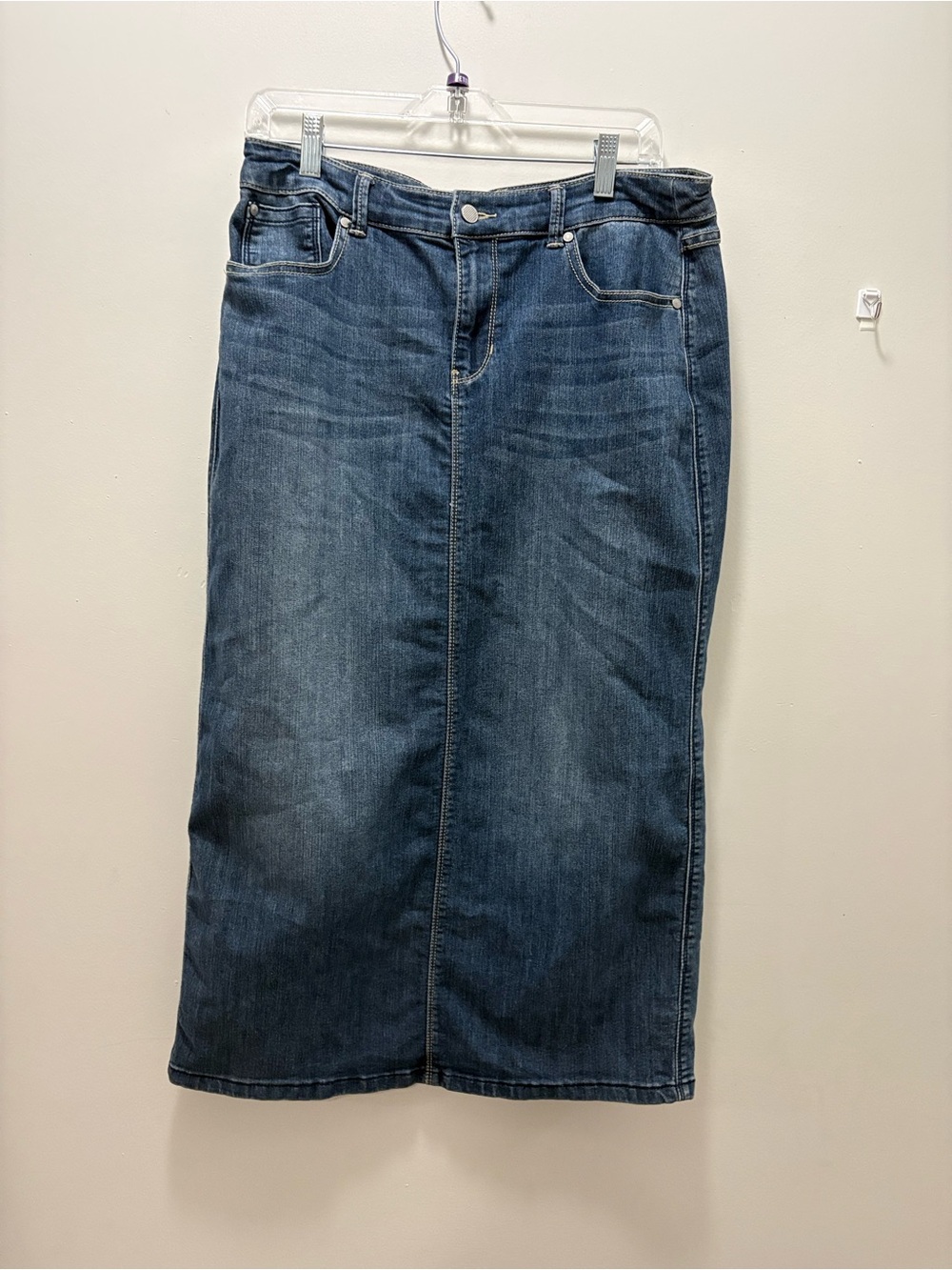 Christopher & Banks Dark Blue Denim Midi Skirt